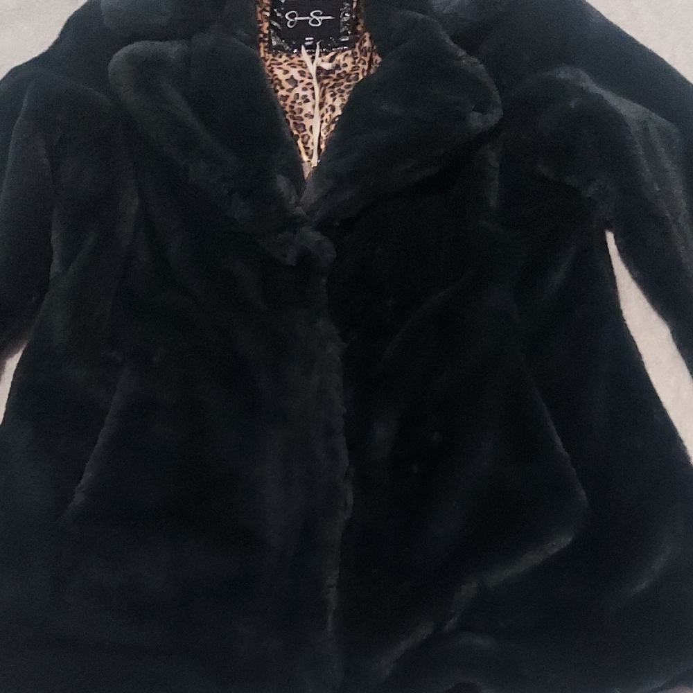 Jessica Simpson Forest Green Faux Fur Coat - Picture 5 of 17